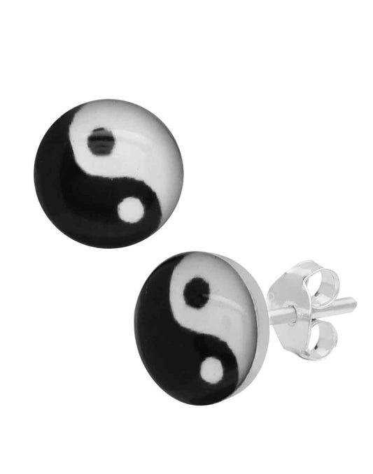 Ying Yang Studs in 92.5 Sterling Silver
