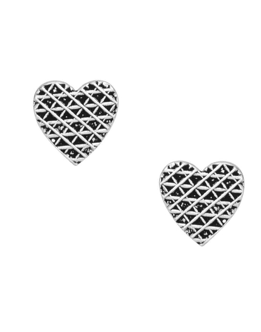 Love Heart Studs in 92.5 Sterling Oxidized Silver