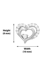 Designer Love Heart Studs in 92.5 Sterling Silver