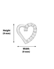 Trendy Love Heart Studs in 92.5 Sterling Silver and CZ stones