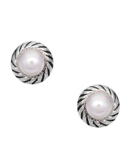 Trendy Studs in 92.5 Sterling Silver and Pearl