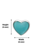 Designer Love Heart Green Blue Studs in 92.5 Sterling Silver