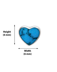 Designer Love Heart Turquoise Blue Studs in 92.5 Sterling Silver