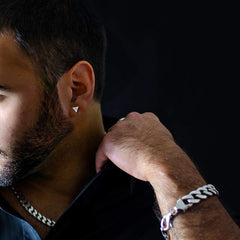 925 Sterling Silver pair of Triangle shape 4mm White Cubic Zircon (CZ) Stone