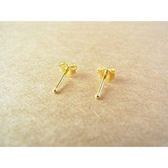 1 mm Gold Plated Piercing Ball 925 Silver Stud Earrings