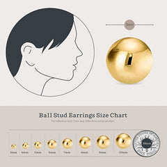 3 mm Gold Plated Piercing Ball 925 Silver Stud Earrings