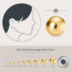 5 mm Gold Plated Piercing Ball 925 Silver Stud Earrings