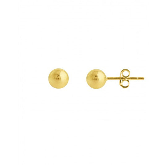 5 mm Gold Plated Piercing Ball 925 Silver Stud Earrings