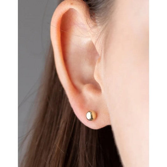 Gold Plated 6 mm Piercing Ball 925 Silver Stud Earrings