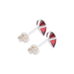 925 Sterling Silver Pair of Pear Shape Maroon CZ Stone Piercing Stud Earrings