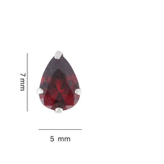 925 Sterling Silver Pair of Pear Shape Maroon CZ Stone Piercing Stud Earrings