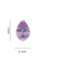 925 Sterling Silver Pair of Pear Shape Light Purple CZ Stone Piercing Stud Earrings