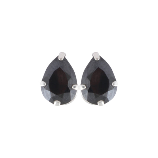 925 Sterling Silver Pair of Pear Shape Black CZ Stone Piercing Stud Earrings