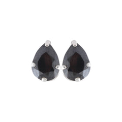 925 Sterling Silver Pair of Pear Shape Black CZ Stone Piercing Stud Earrings