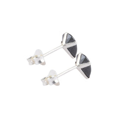 925 Sterling Silver Pair of Pear Shape Black CZ Stone Piercing Stud Earrings