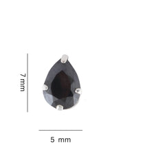 925 Sterling Silver Pair of Pear Shape Black CZ Stone Piercing Stud Earrings