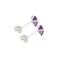 925 Sterling Silver Pair of Pear Shape Dark Purple CZ Stone Piercing Stud Earrings