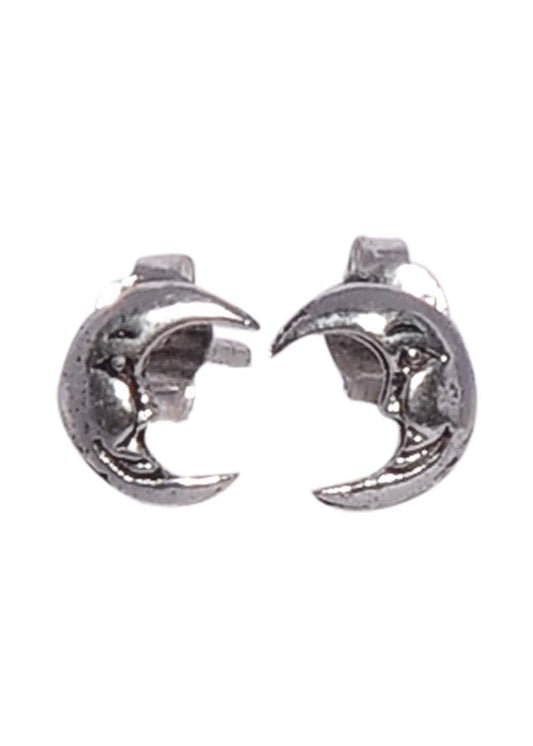 Pair of Half Moon Studs in Oxidized 92.5 Silver