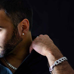 925 Sterling Silver pair of Square shape 4mm Single White Cubic Zircon (CZ) Unisex Stud Earrings