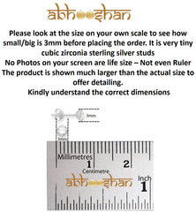 925 Sterling Silver pair of Round shape 3mm Single White Cubic Zircon (CZ) Stone Solitaire Stud Earrings