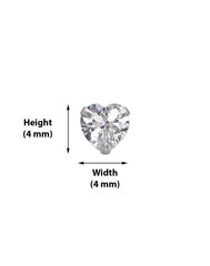 925 Sterling Silver pair of Heart shape 4mm Single White Cubic Zircon (CZ) Stone Solitaire