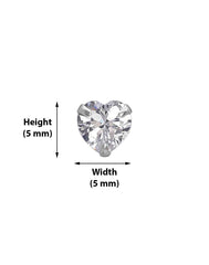 925 Sterling Silver pair of Heart shape 5mm Single White Cubic Zircon (CZ) Stone Solitaire Stud