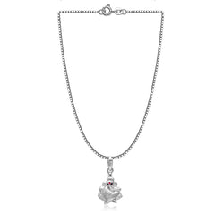 92.5 Sterling Silver Ganesh Pendant with Cz Stones with 18 inch Chain