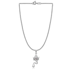 Ganesha with Temple Bell 92.5 Sterling Silver Unisex Pendant with Cz Stones