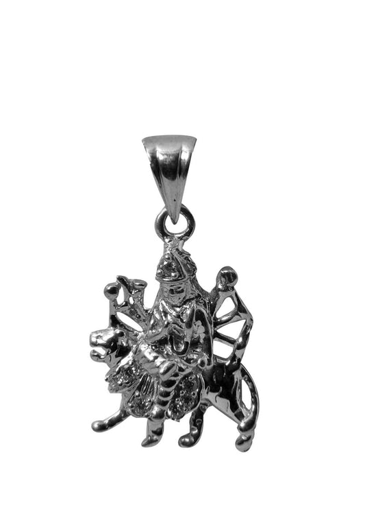 Maa Sherawali Pure 92.5 Sterling Silver Religious Pendant