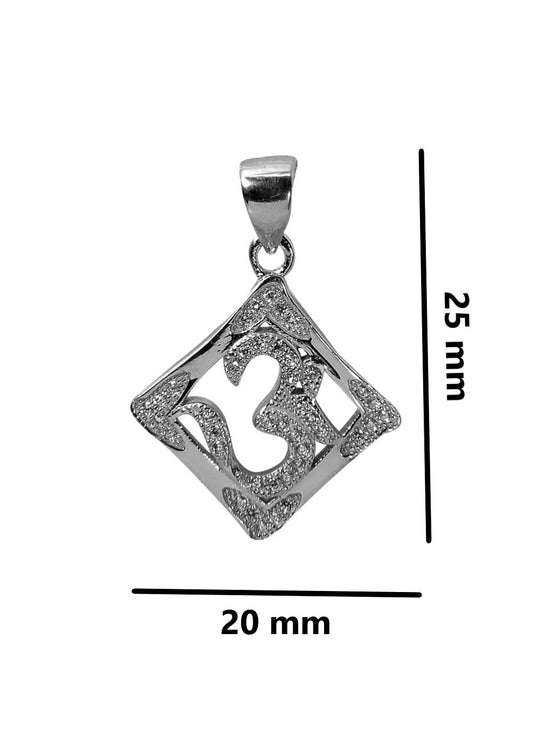 OM  92.5 Sterling Silver Unisex Religious Pendant with Cz Stones