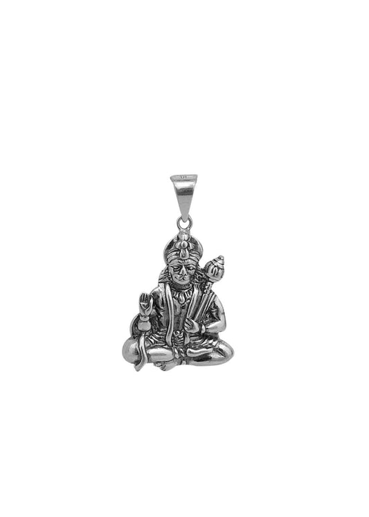 925 Sterling Silver Sitting Hanuman Pendant Without Chain