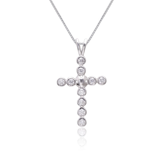 Holy Cross Pure 92.5 Sterling Silver Unisex Pendant with Cz Stones