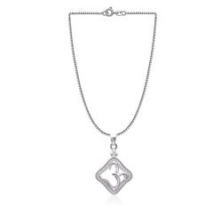 OM 92.5 Sterling Silver Unisex Religious Pendant with Cz Stones and 18 inch Chain