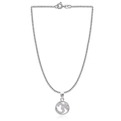OM 92.5 Sterling Silver Unisex Religious Pendant with Cz Stones and 18 inch Chain