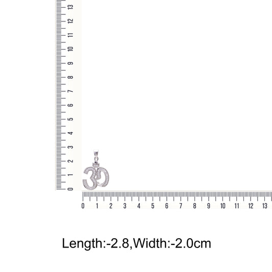 OM 92.5 Sterling Silver Unisex Religious Pendant with Cz Stones and 18 inch Chain