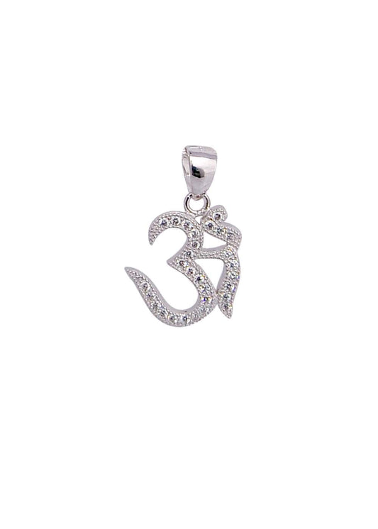 OM 92.5 Sterling Silver Unisex Religious Pendant with Cz Stones