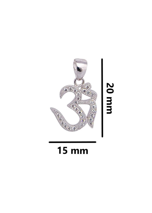 OM 92.5 Sterling Silver Unisex Religious Pendant with Cz Stones