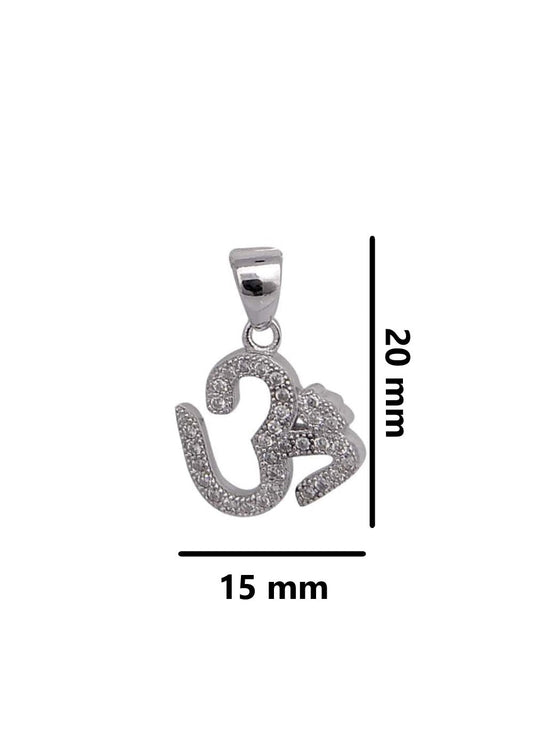 92.5 Sterling Silver Unisex Om Religious Pendant with Cz Stones
