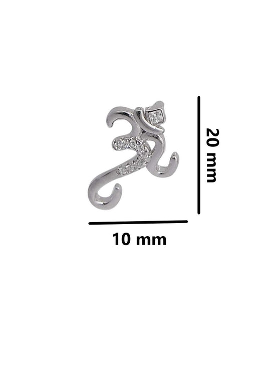 92.5 Sterling Silver OM Unisex Religious Pendant with Cz Stones