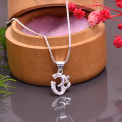 Small OM Pure 92.5 Sterling Silver Unisex Pendant