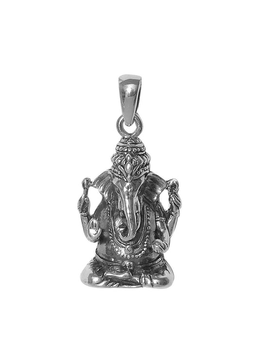Ganesha Idol 92.5 Sterling Silver Unisex Religious Pendant Without Chain