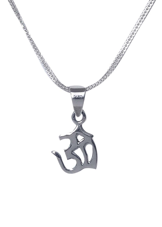 Light weighted Spiritual Icon Om 925 Silver Pendant with 18 inch Chain