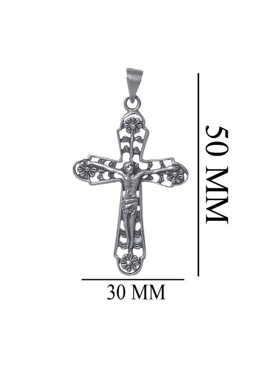 Designer holiest Cross with Jesus Christ 925 Silver Pendant with 18 inch Chain