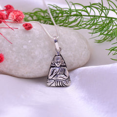92.5 Sterling Silver Gautam Buddha Unisex Pendant with Chain