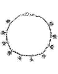 Floral Single Anklet in Silver Alloy