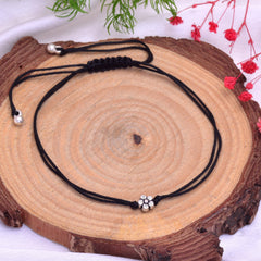 Designer Flower Anklet with Adjustable Black Thread