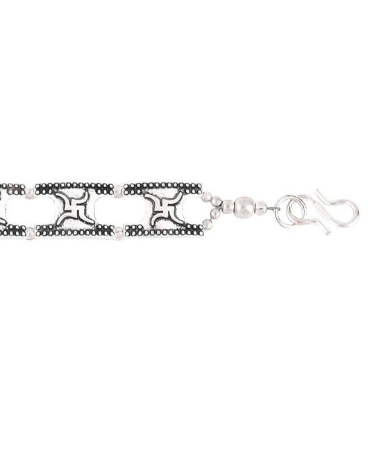 Handmade Swastik Silver Alloy Bracelet
