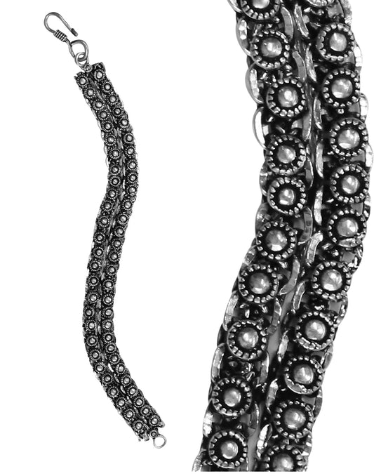 Handmade Two line Bracelet in Silver Alloy for Women