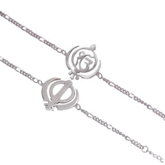 Handmade Combo of Holy Sikh Ek Onkar And Khanda Silver Alloy Bracelet