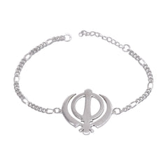 Handmade Combo of Holy Sikh Ek Onkar And Khanda Silver Alloy Bracelet